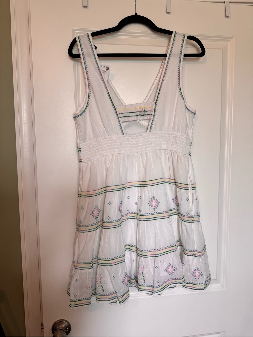 NWT American Eagle White Tiered Embroidered V-Neck Sundress - Picture 2 of 4